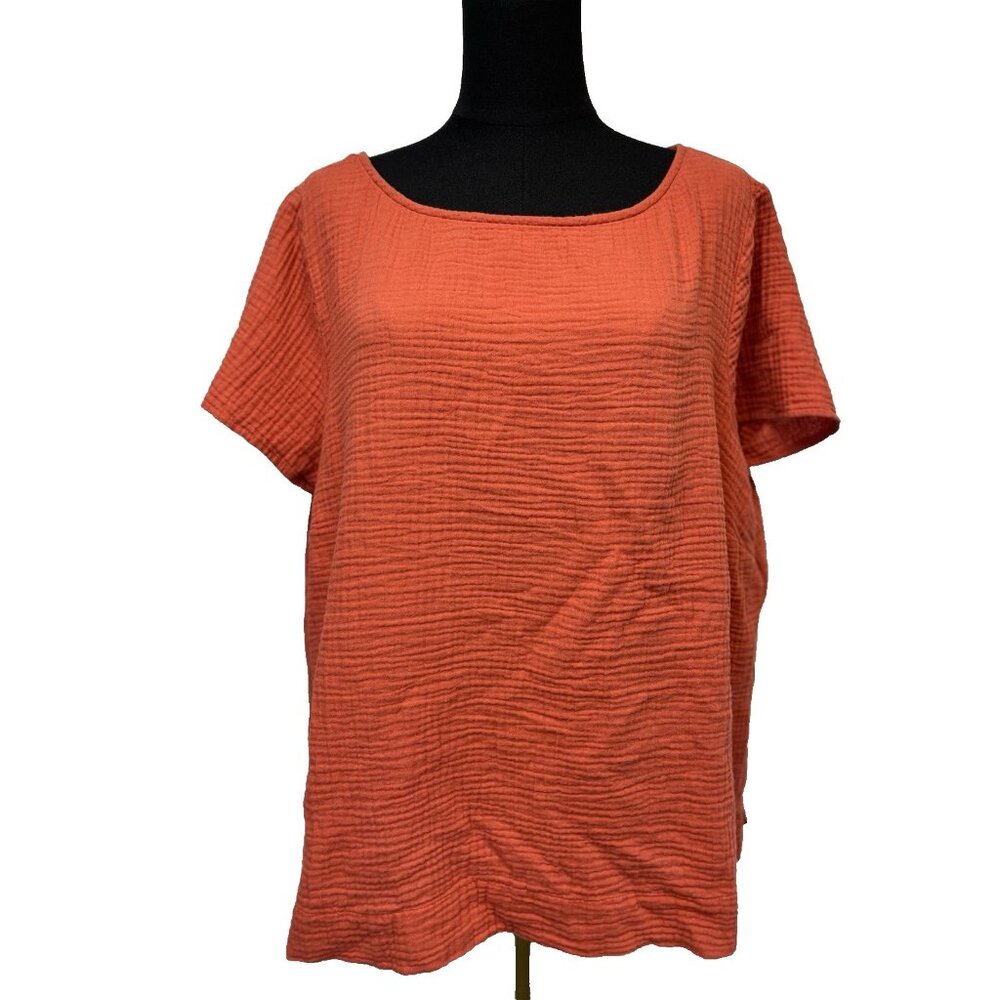 J Jill Cotton Gauze Top Size 2X Lightweight Fall Color Boho Cottage Loose Fit‎